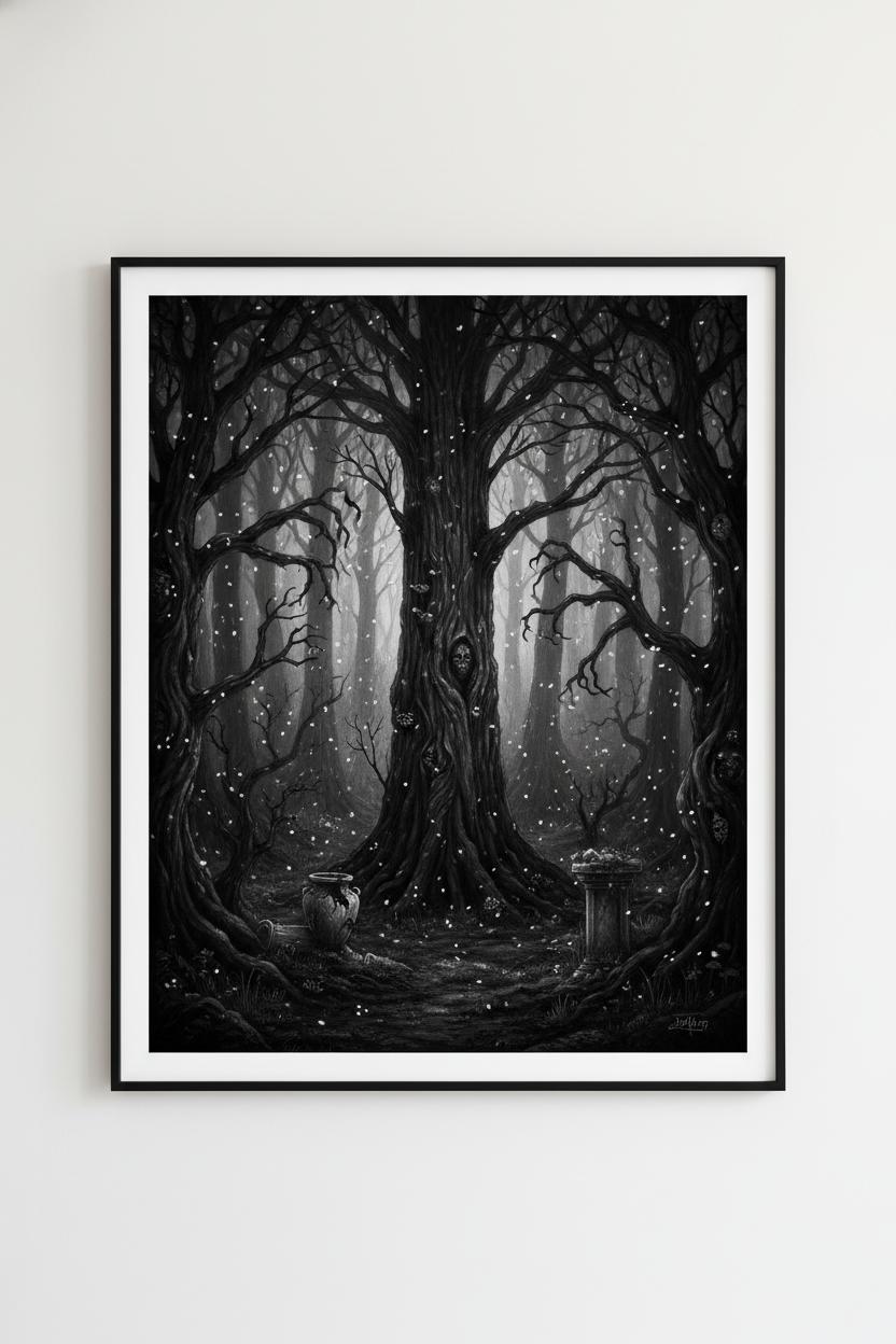 Ethereal Darkwood: Contemplative Fine Art Print main artwork