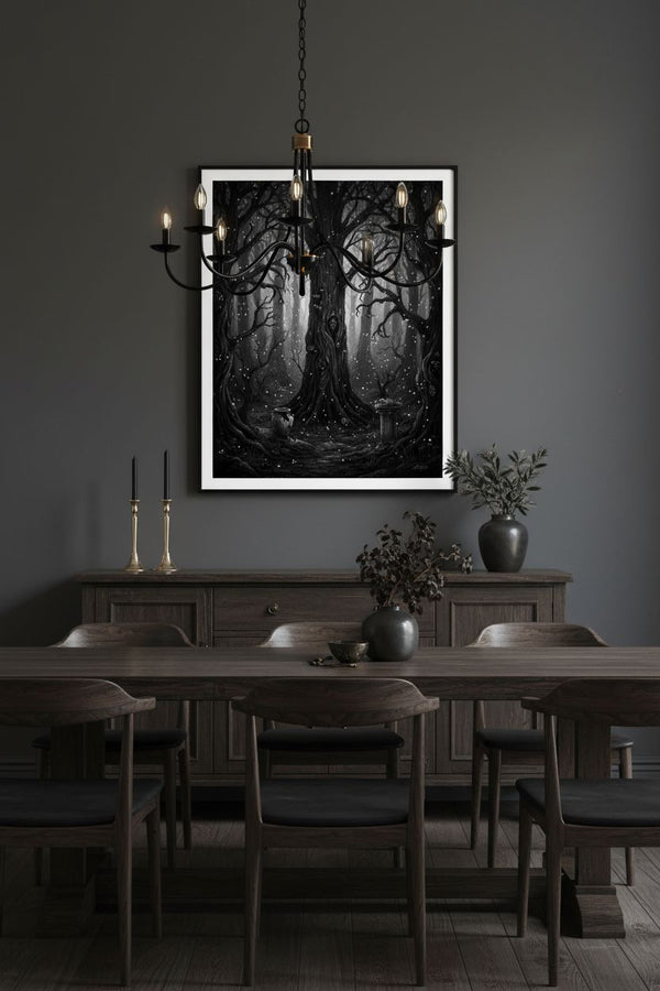 Ethereal Darkwood: Contemplative Fine Art Print wall art room scene 10