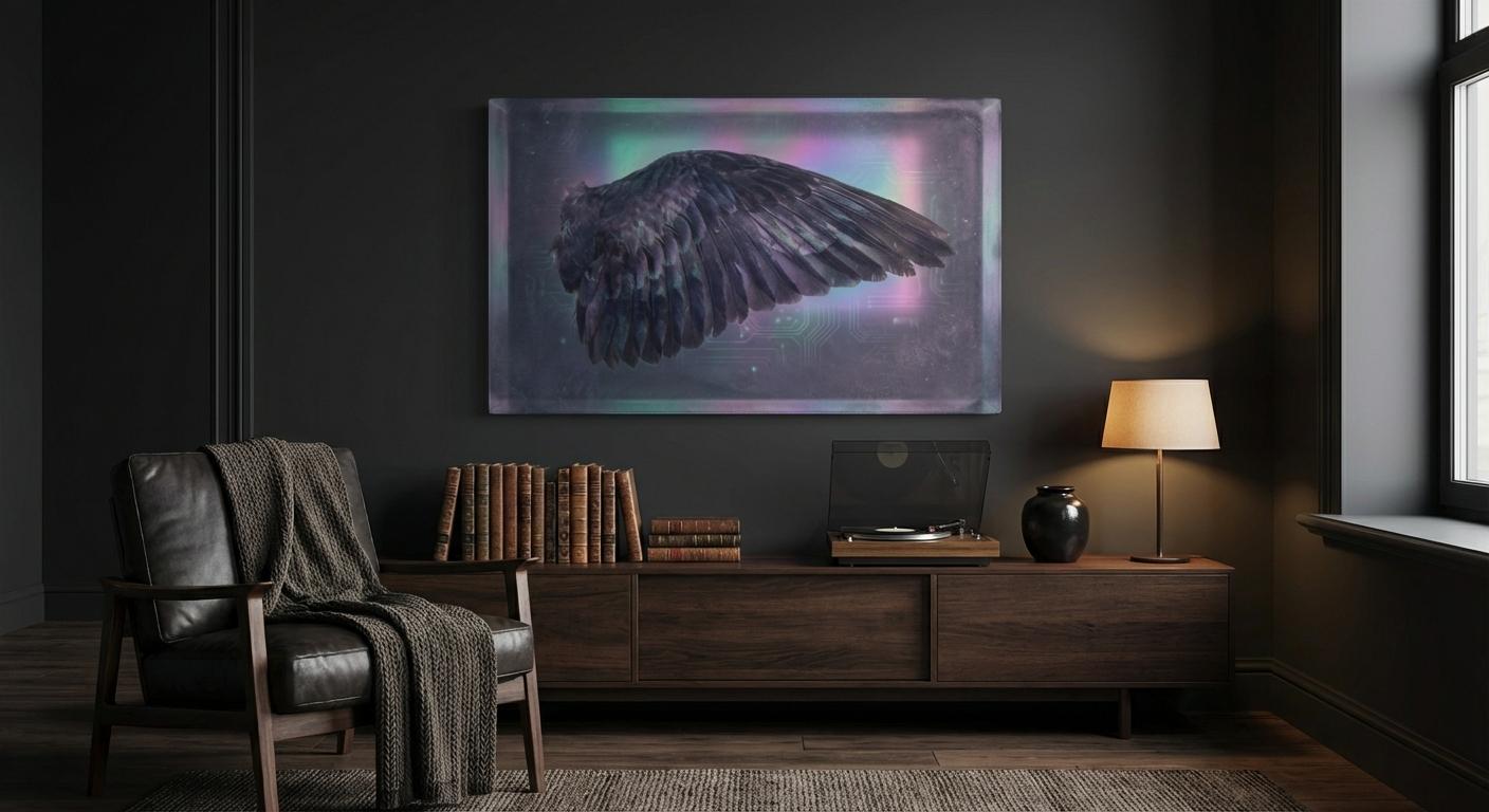 Ethereal Wing Fragment Obsidian Wall Art