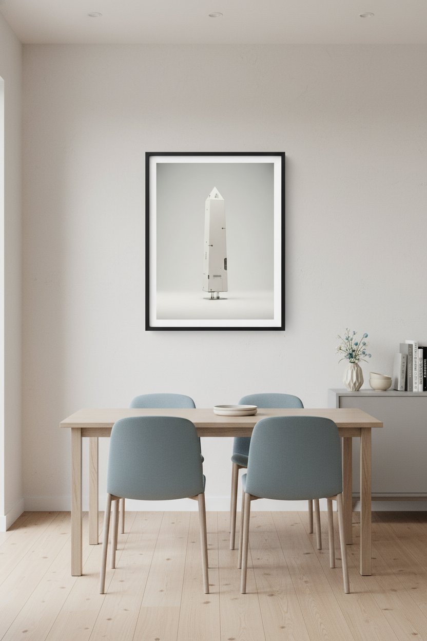Geometric Ascent Study: Minimal Tech Obelisk Fine Art wall art room scene 10