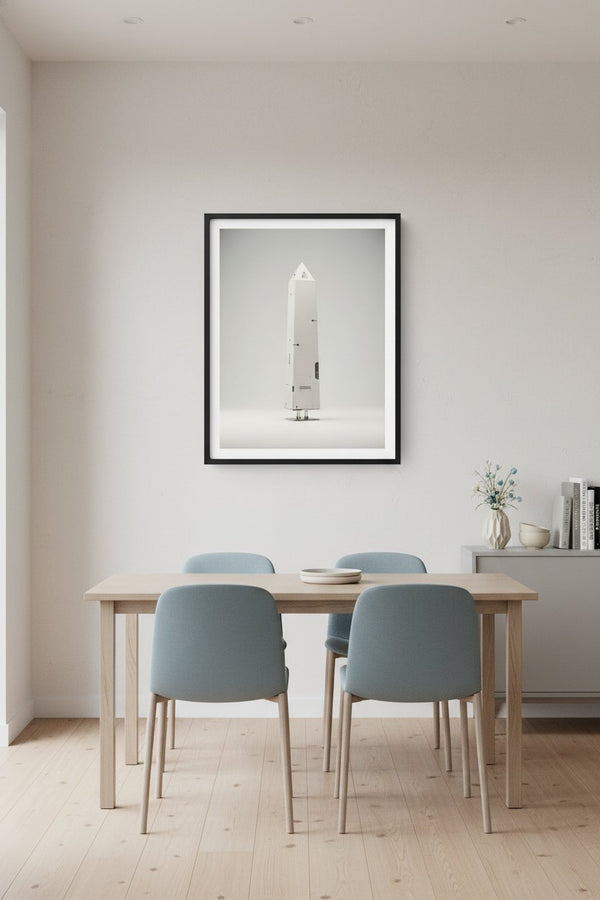 Geometric Ascent Study: Minimal Tech Obelisk Fine Art wall art room scene 10