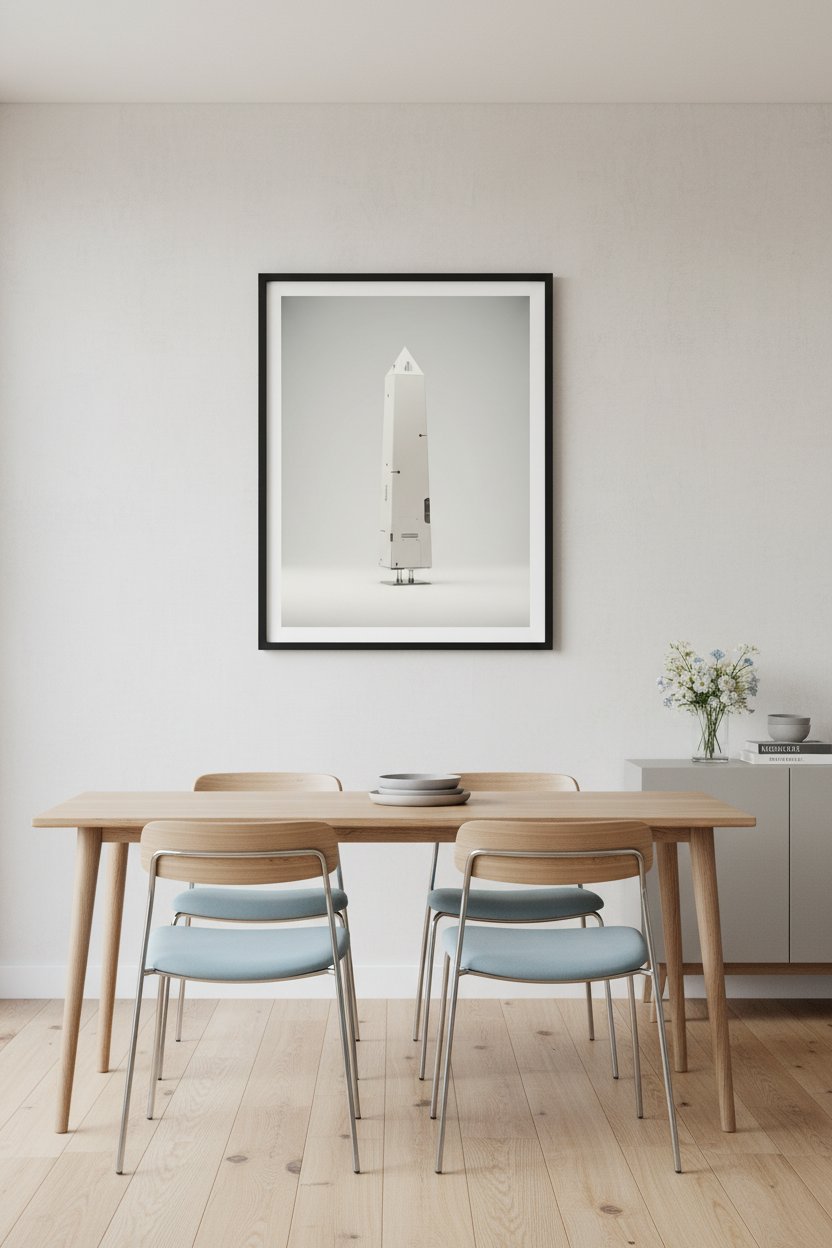 Geometric Ascent Study: Minimal Tech Obelisk Fine Art wall art room scene 4