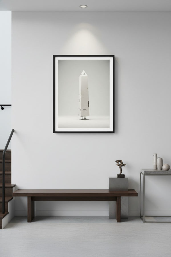 Geometric Ascent Study: Minimal Tech Obelisk Fine Art wall art room scene 8