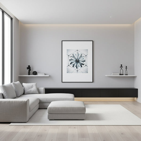 Geometric Daisy Modernist Art Print wall art room scene 10