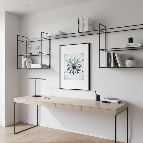 Geometric Daisy Modernist Art Print wall art room scene 2