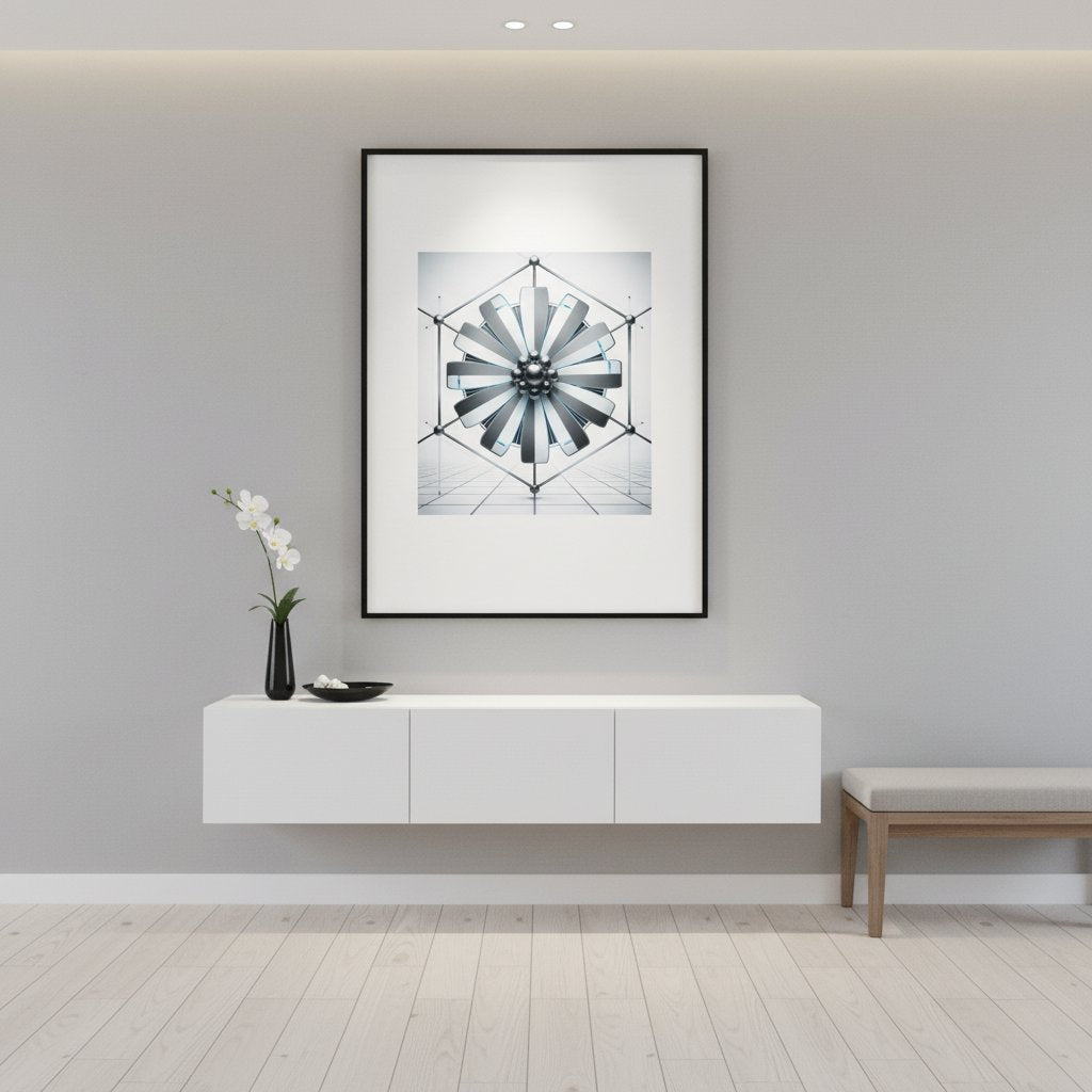 Geometric Daisy Modernist Art Print wall art room scene 3