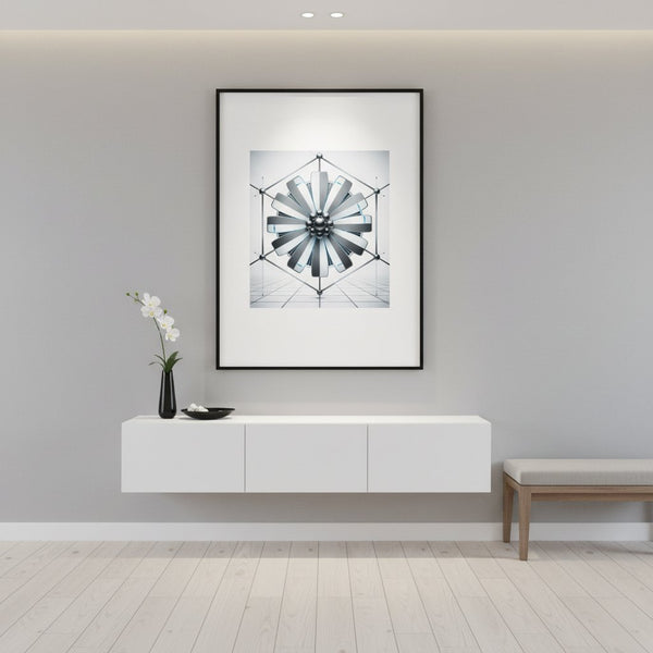 Geometric Daisy Modernist Art Print wall art room scene 3