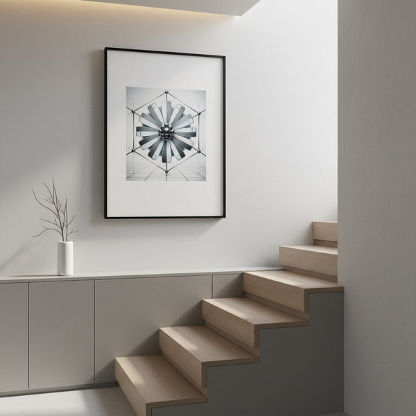 Geometric Daisy Modernist Art Print wall art room scene 4