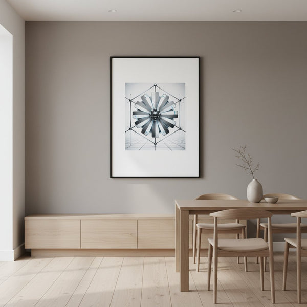 Geometric Daisy Modernist Art Print wall art room scene 5