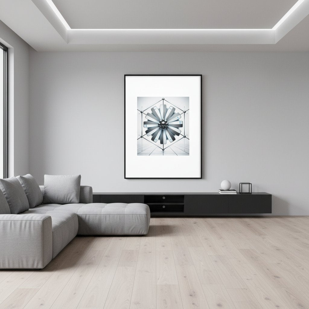 Geometric Daisy Modernist Art Print wall art room scene 6