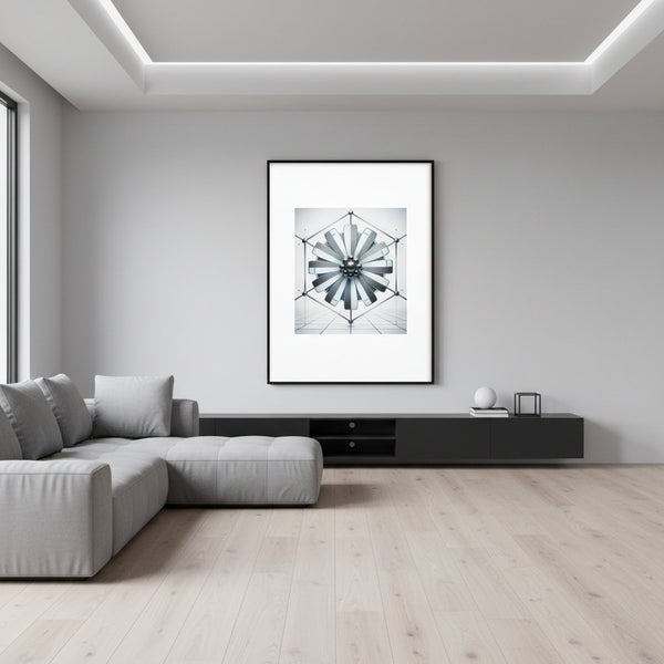 Geometric Daisy Modernist Art Print wall art room scene 6