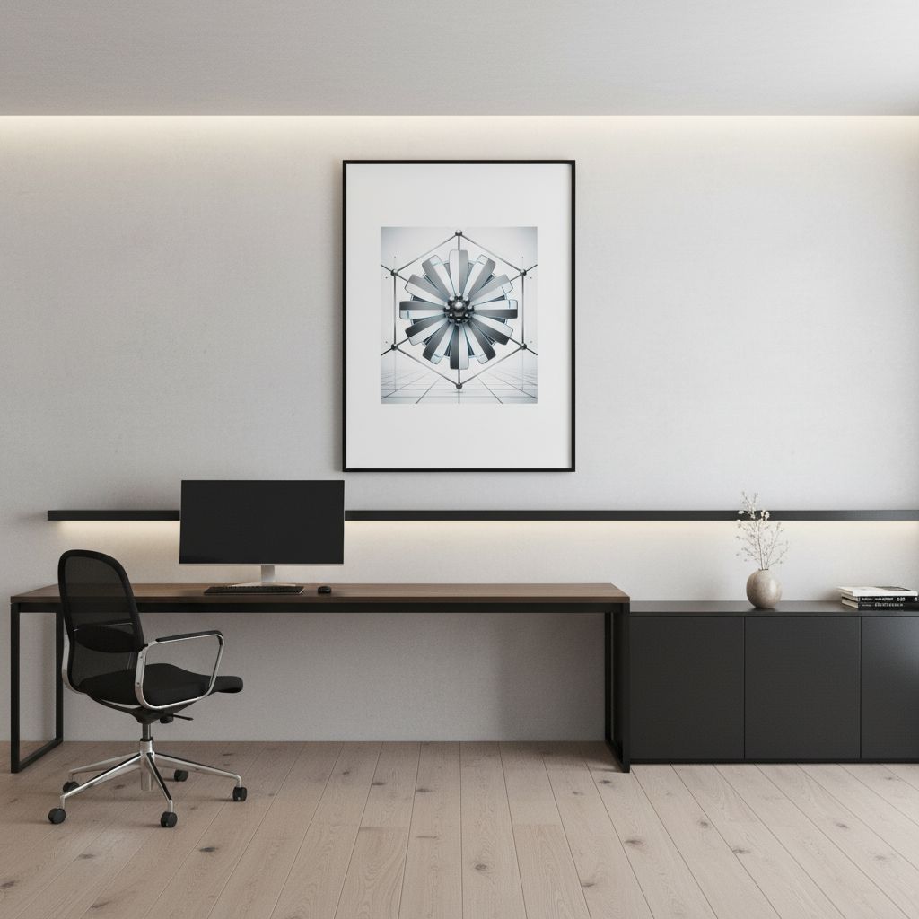 Geometric Daisy Modernist Art Print wall art room scene 7