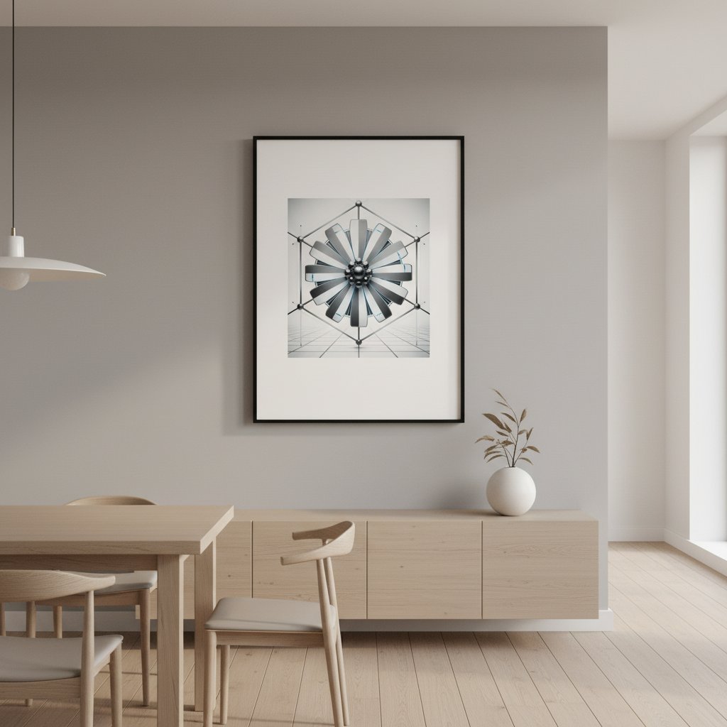 Geometric Daisy Modernist Art Print wall art room scene 8