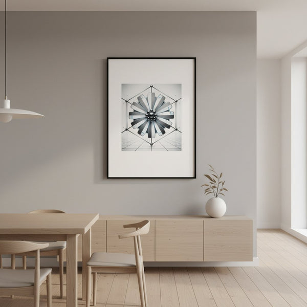 Geometric Daisy Modernist Art Print wall art room scene 8