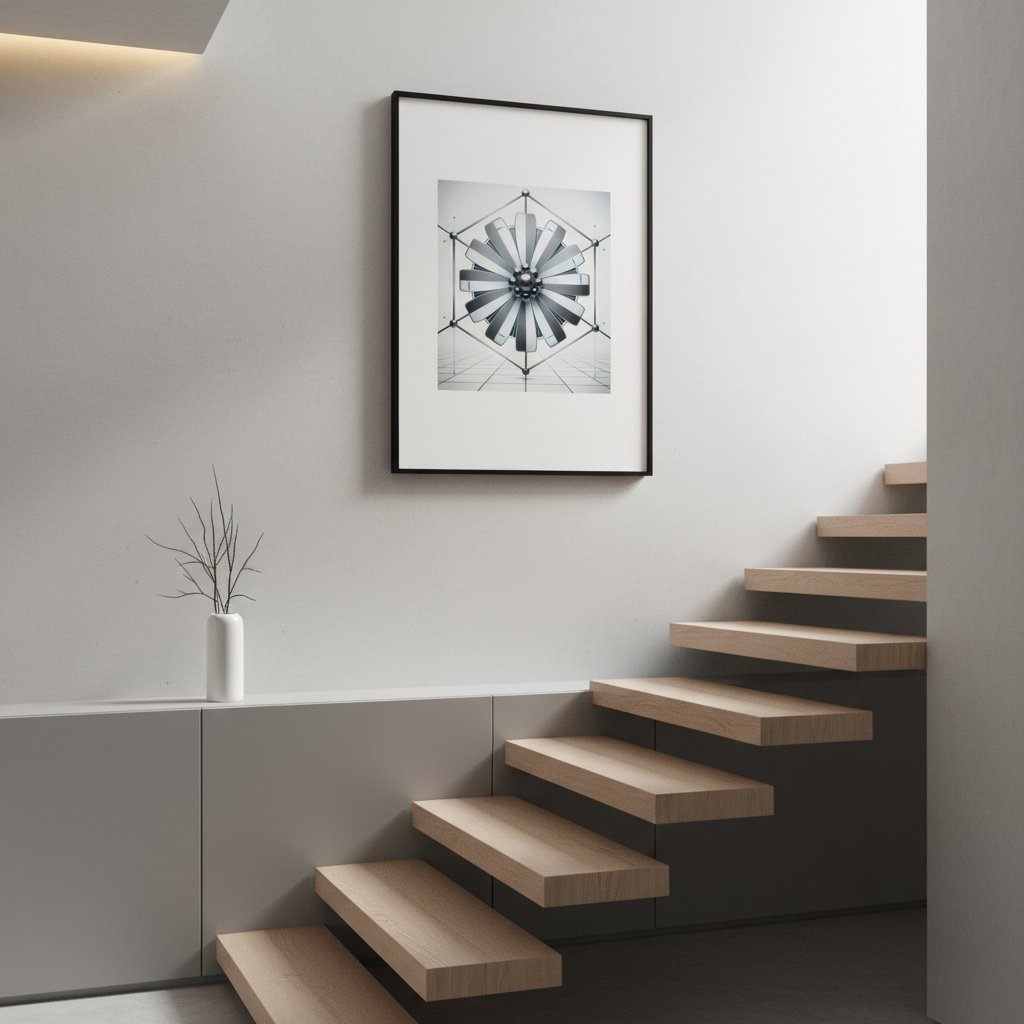 Geometric Daisy Modernist Art Print wall art room scene 9