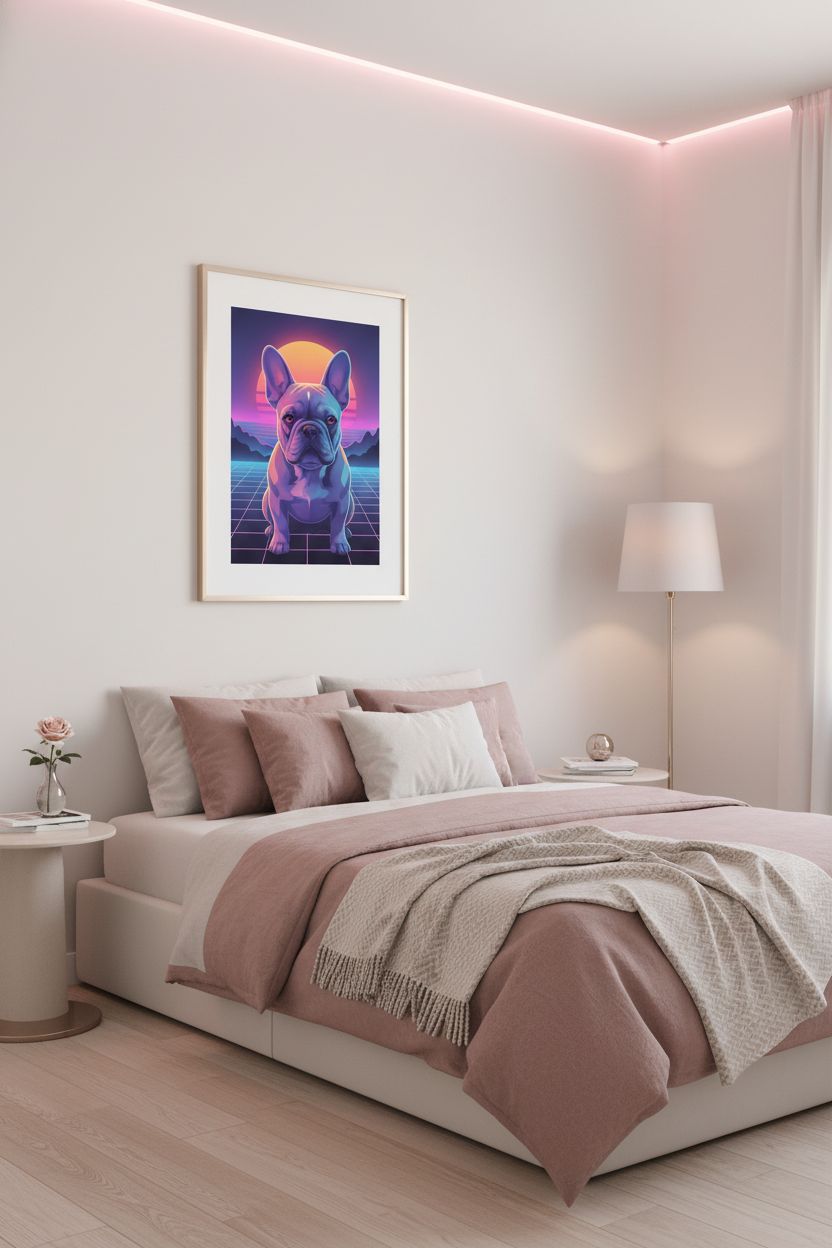 Luminous Solitude: French Bulldog Pastel Glow wall art room scene 10