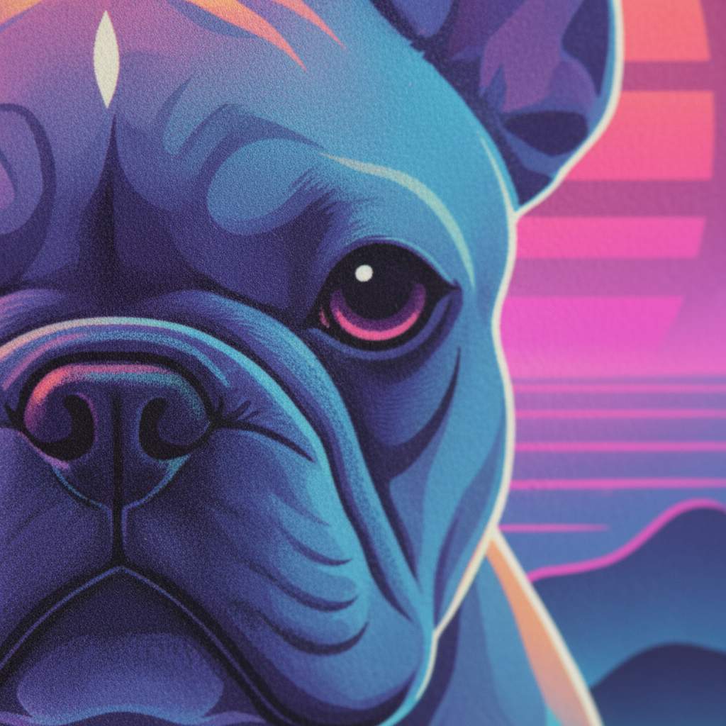 Luminous Solitude: French Bulldog Pastel Glow detail close up 11