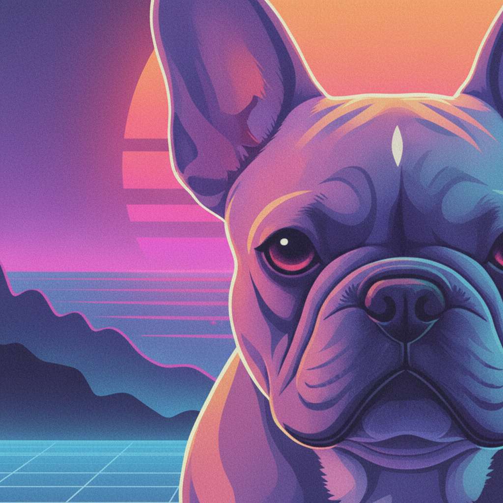 Luminous Solitude: French Bulldog Pastel Glow detail close up 12