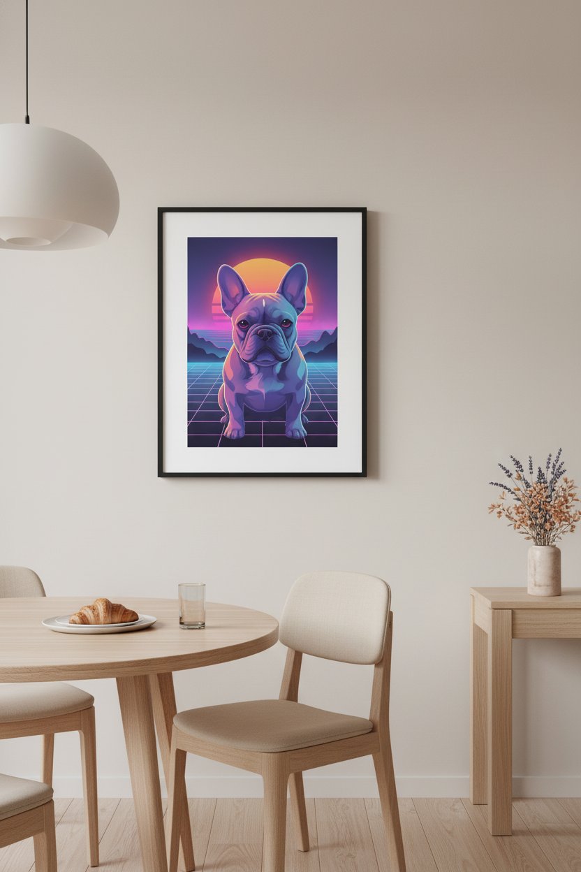 Luminous Solitude: French Bulldog Pastel Glow wall art room scene 5