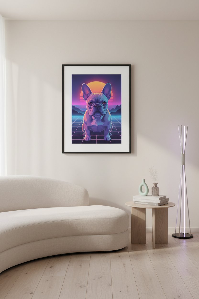 Luminous Solitude: French Bulldog Pastel Glow wall art room scene 6