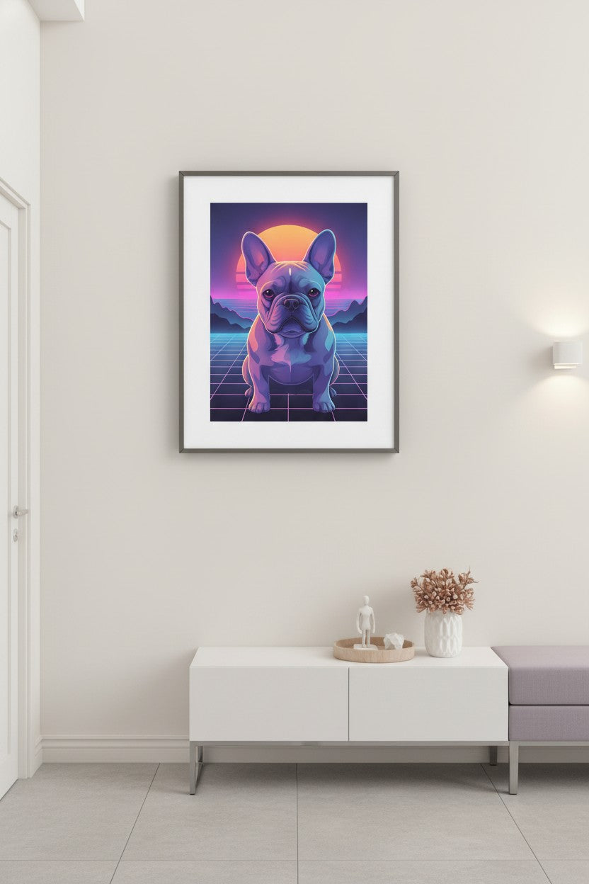 Luminous Solitude: French Bulldog Pastel Glow wall art room scene 7