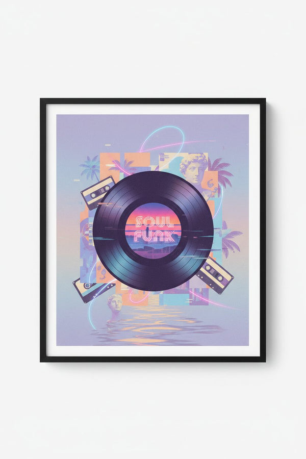 Midnight Groove Vinyl: Vaporwave Echoes Art Print main artwork