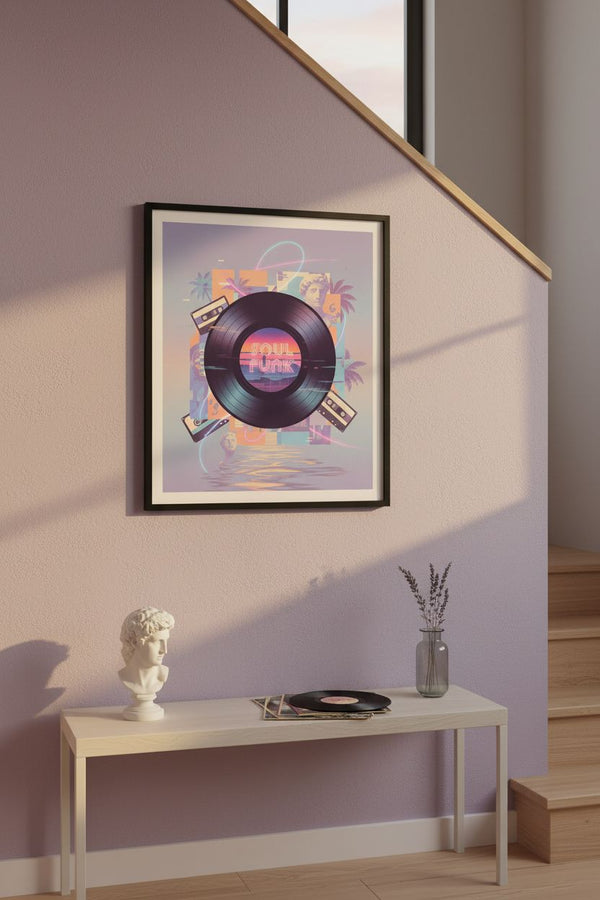 Midnight Groove Vinyl: Vaporwave Echoes Art Print wall art room scene 10