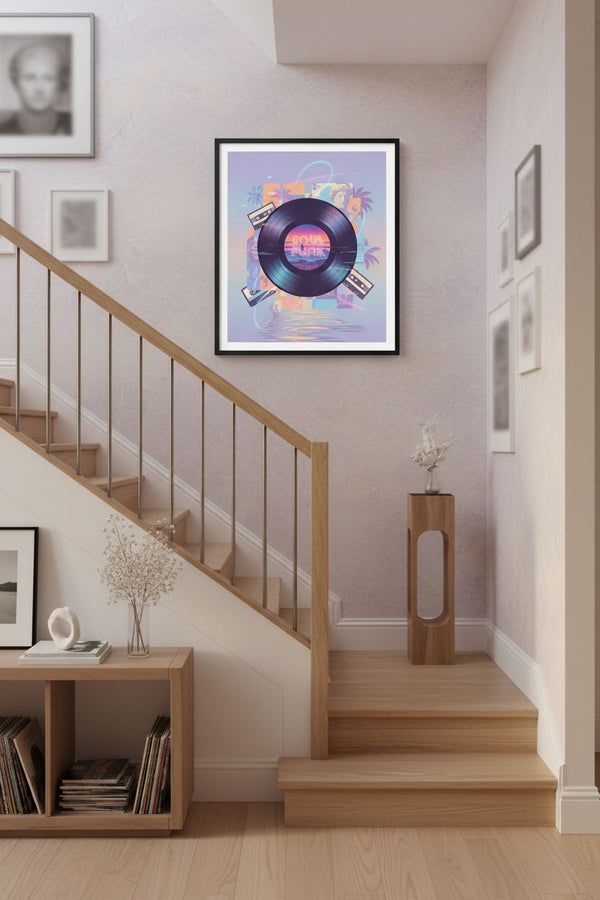 Midnight Groove Vinyl: Vaporwave Echoes Art Print wall art room scene 4