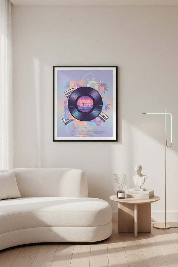 Midnight Groove Vinyl: Vaporwave Echoes Art Print wall art room scene 5