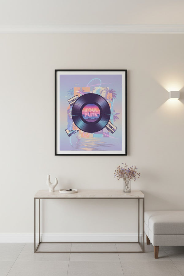Midnight Groove Vinyl: Vaporwave Echoes Art Print wall art room scene 8
