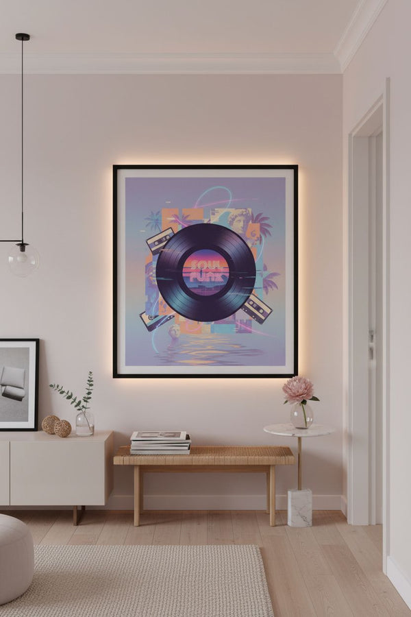 Midnight Groove Vinyl: Vaporwave Echoes Art Print wall art room scene 9