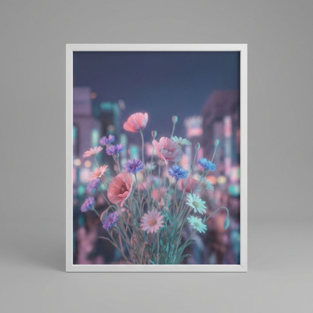 Midnight Wildflowers in Diffused Urban Haze