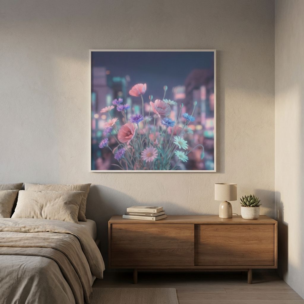 Midnight Wildflowers in Diffused Urban Haze