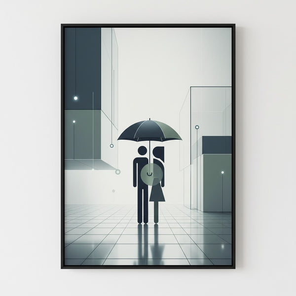 Monochrome Embrace: Modern Minimalist Couple Art main artwork