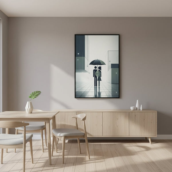 Monochrome Embrace: Modern Minimalist Couple Art wall art room scene 10