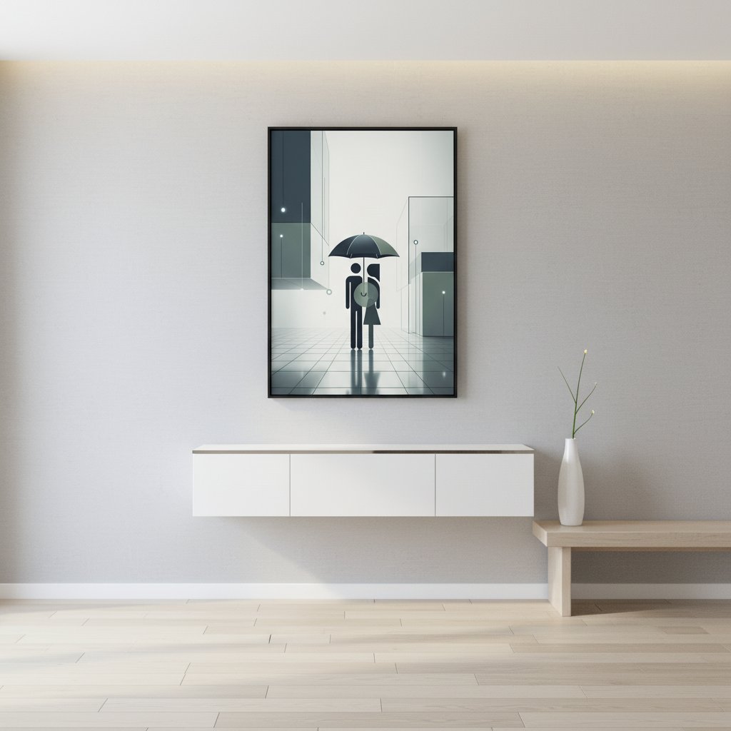 Monochrome Embrace: Modern Minimalist Couple Art wall art room scene 4