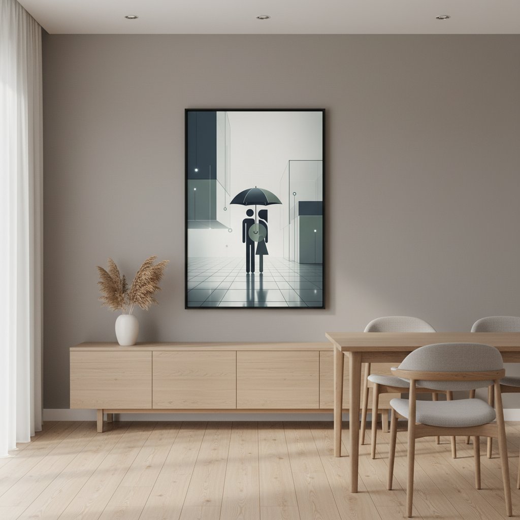 Monochrome Embrace: Modern Minimalist Couple Art wall art room scene 6