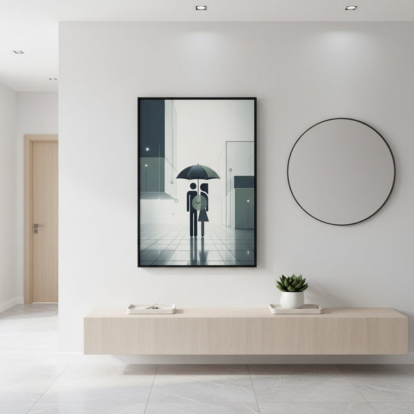 Monochrome Embrace: Modern Minimalist Couple Art wall art room scene 7
