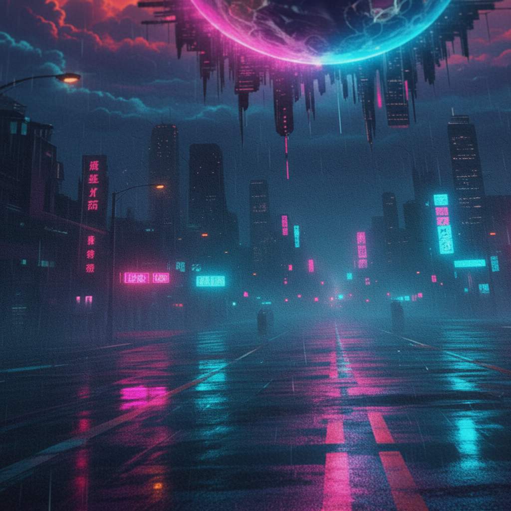 Neon Horizon: Cyberpunk Earth Gaze detail close up 11