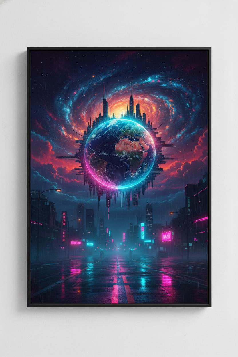 Neon Horizon: Cyberpunk Earth Gaze main artwork