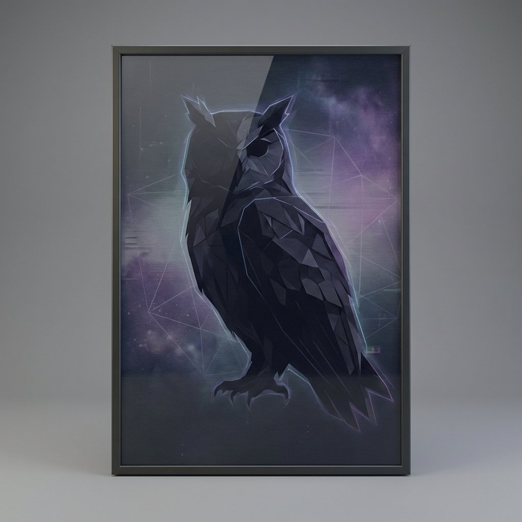 Nocturnal Sentinel Owl in Shadow Artwork