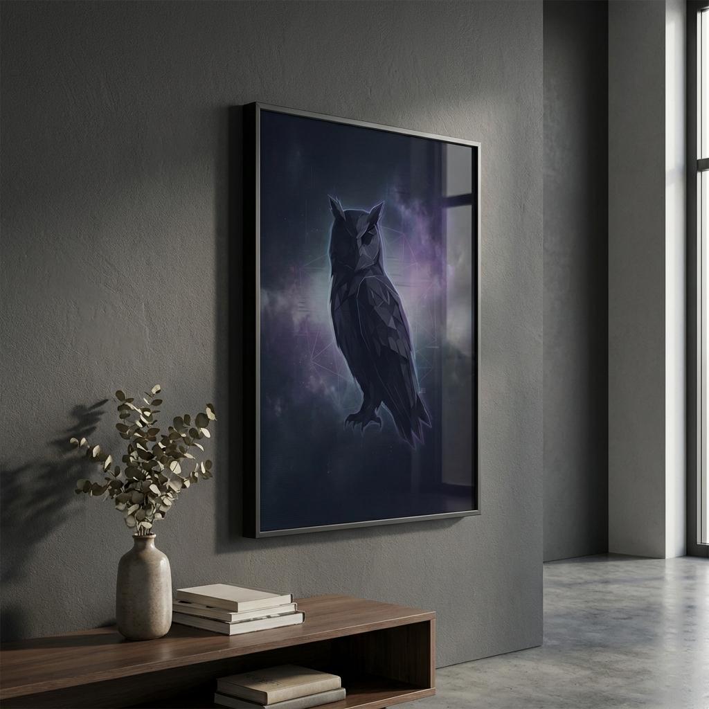 Nocturnal Sentinel Owl in Shadow Artwork