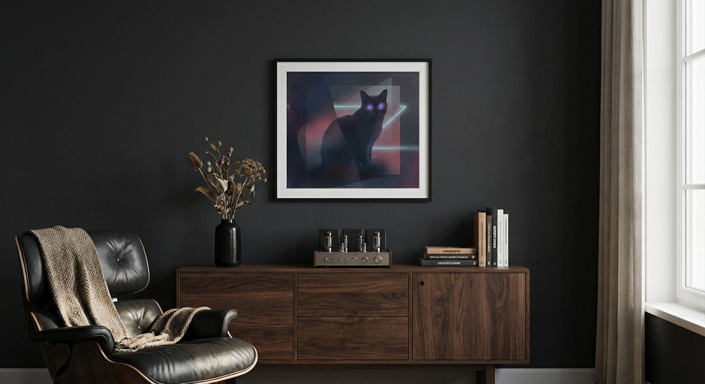 NullSigna Midnight Sentinel Shadowed Cat Art
