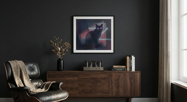 NullSigna Midnight Sentinel Shadowed Cat Art