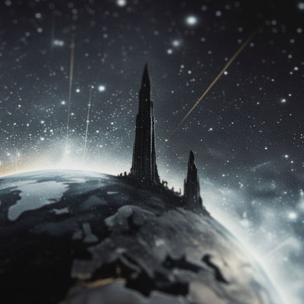 Obsidian Cosmos Gaze: Premium Framed Art Print detail close up 11