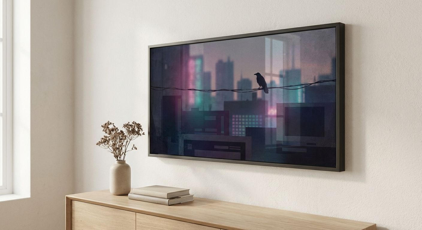 Obsidian Perch Crow on a Wire