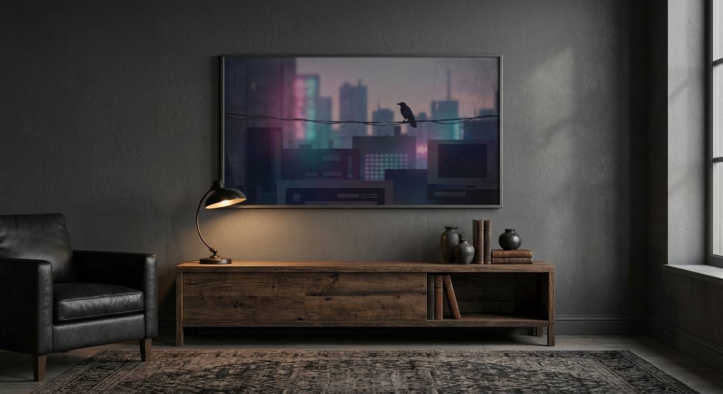 Obsidian Perch Crow on a Wire