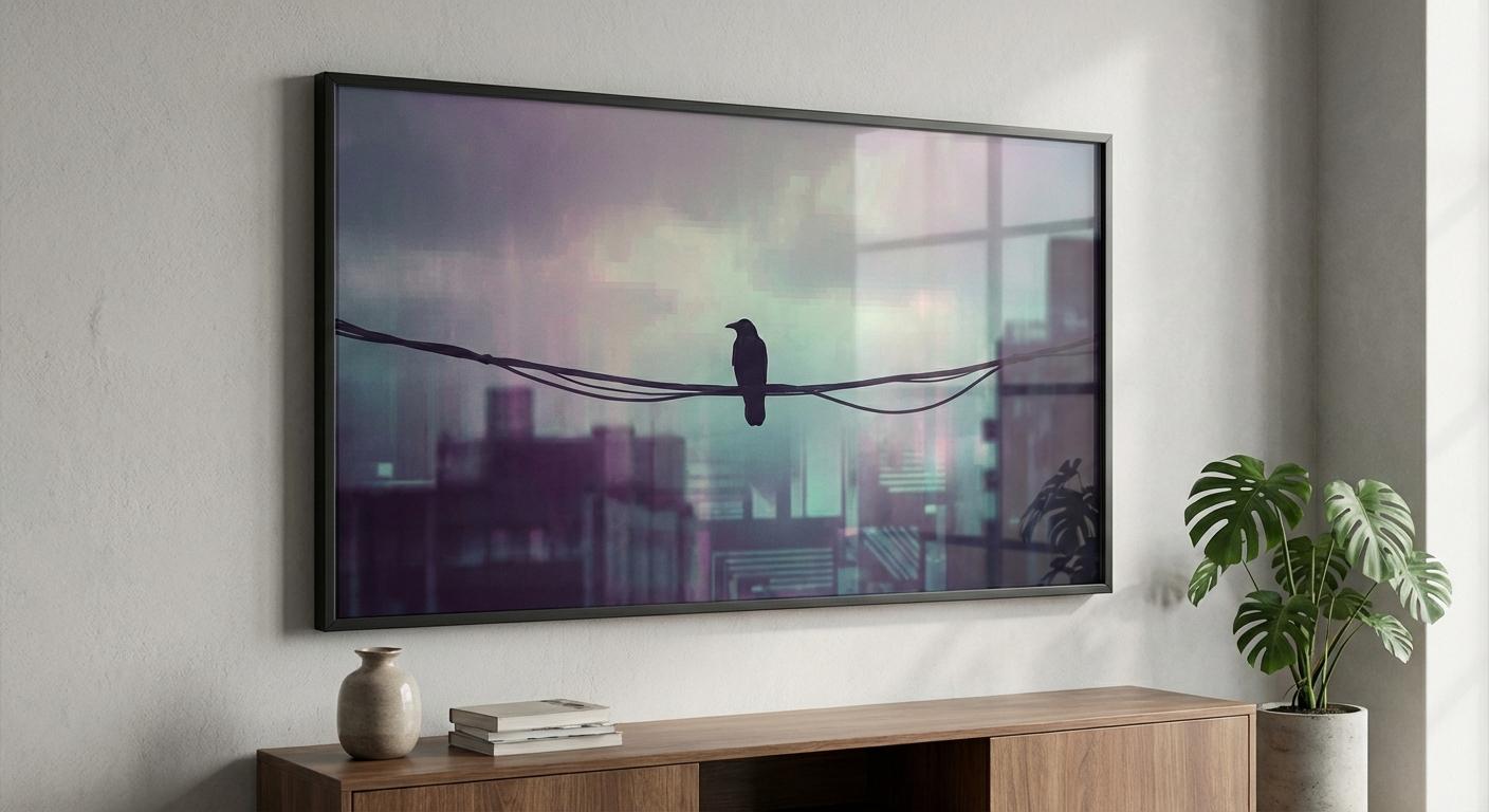 Obsidian Vigil Crow on a Wire