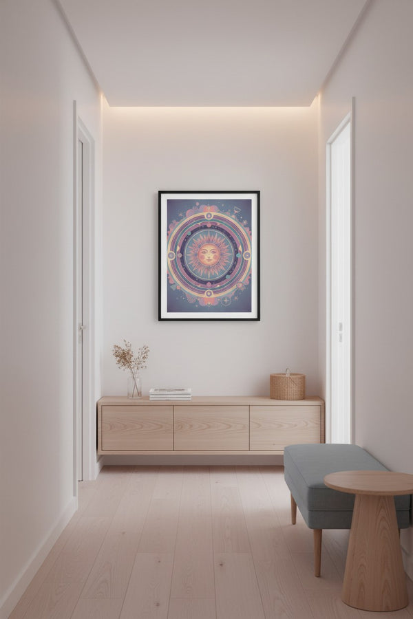 Pastel Sun Reverie: Faded Glow Art Print wall art room scene 10