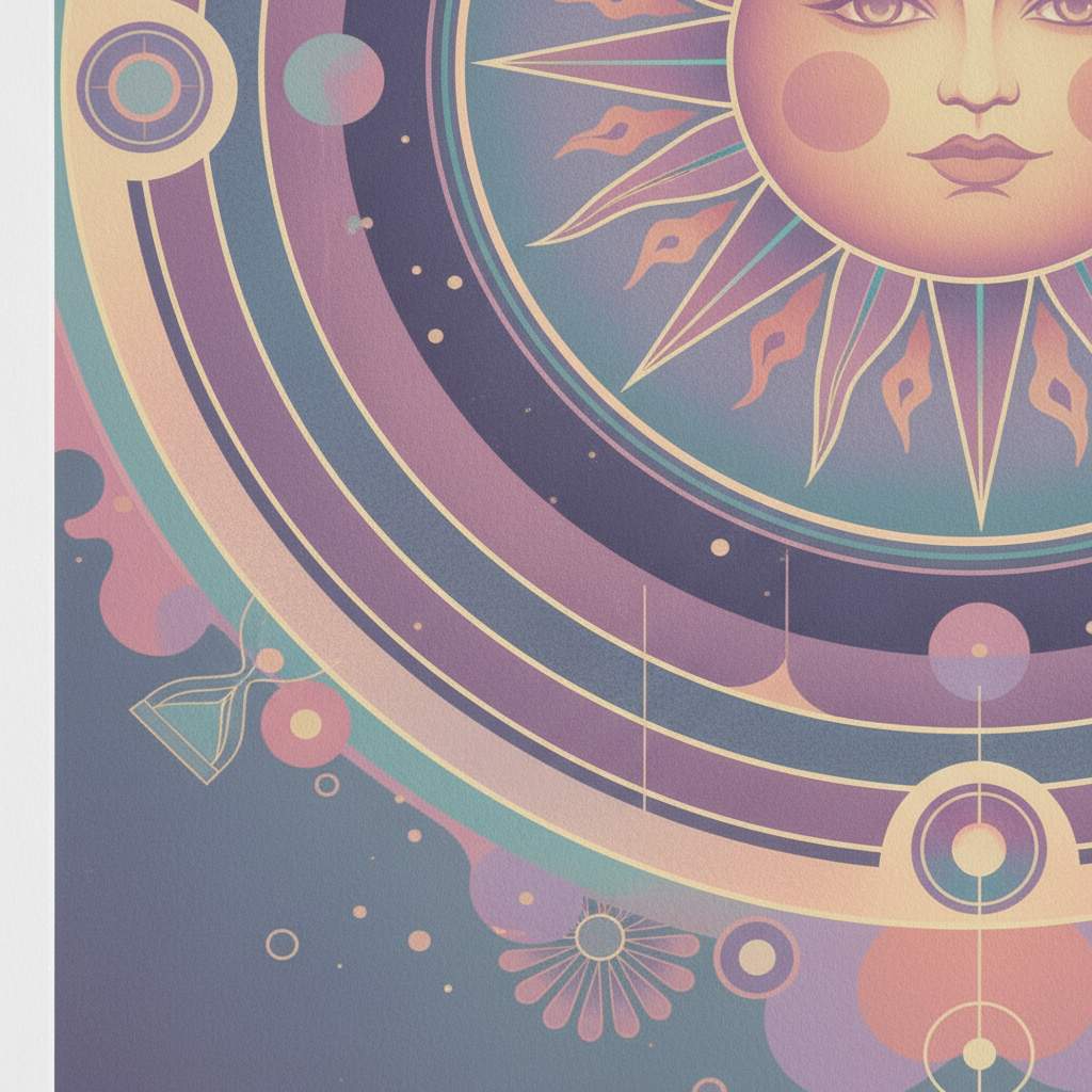 Pastel Sun Reverie: Faded Glow Art Print detail close up 11